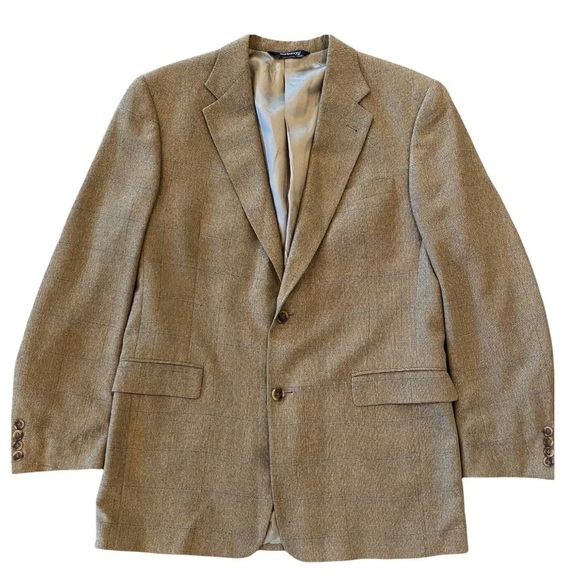 BURBERRYS’ * Mens Vintage Plaid Single Breasted Blazer Tan/Beige Size 42L - Picture 6 of 11